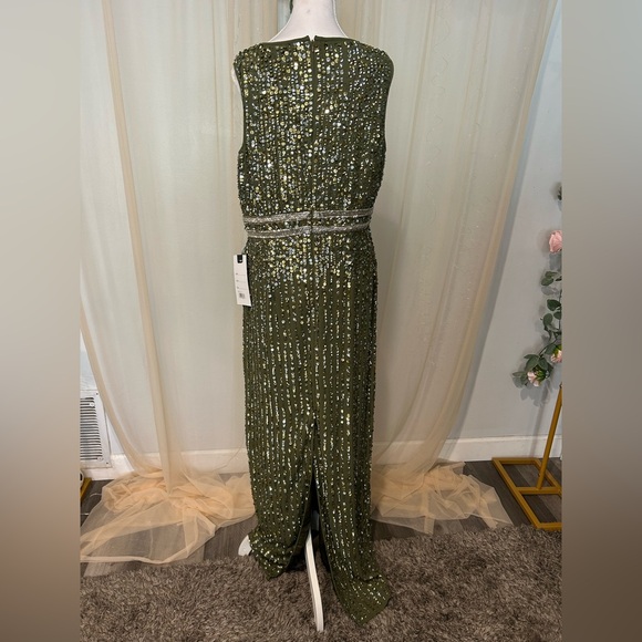 Mac Duggal Olive Green Sequin Maxi Dress Style 93603 Size 10 - Picture 8 of 10